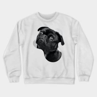 a black sad pug dog painting Crewneck Sweatshirt